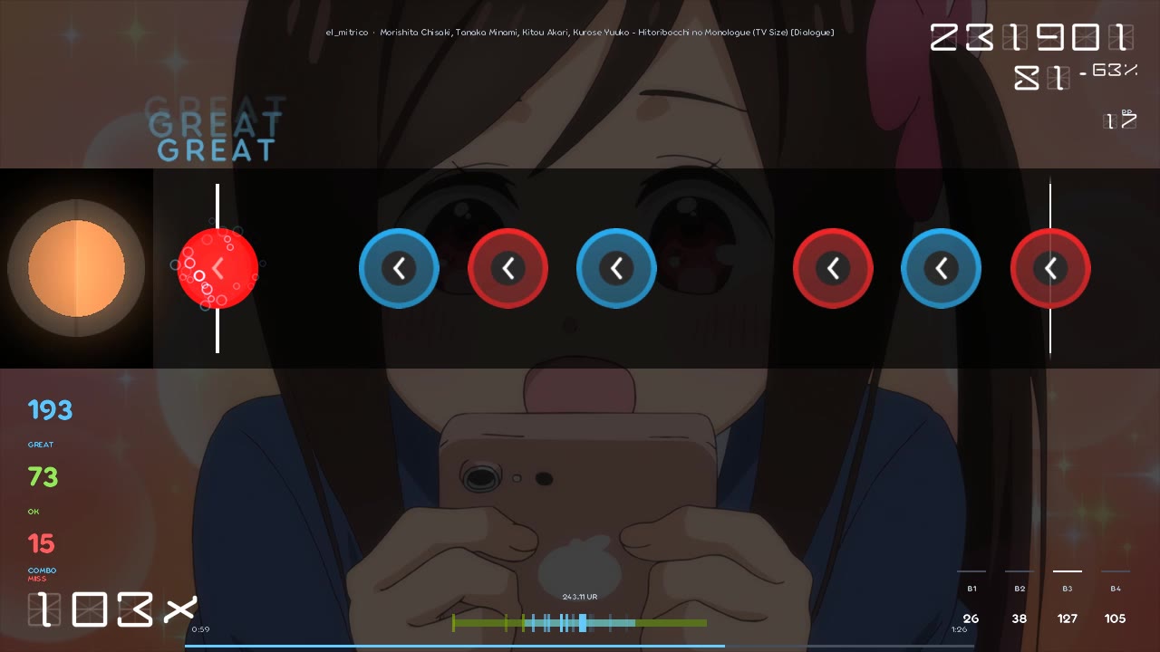 el_mitrico — Morishita Chisaki, Tanaka Minami, Kitou Akari, Kurose Yuuko - Hitoribocchi no Monologue (TV Size)